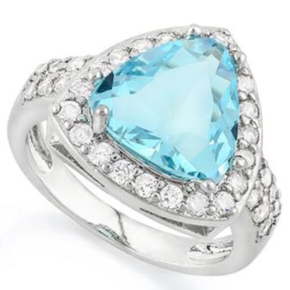 4.30ctw Blue Topaz & White Sapphire Ring Size 8 - Picture 3 of 5